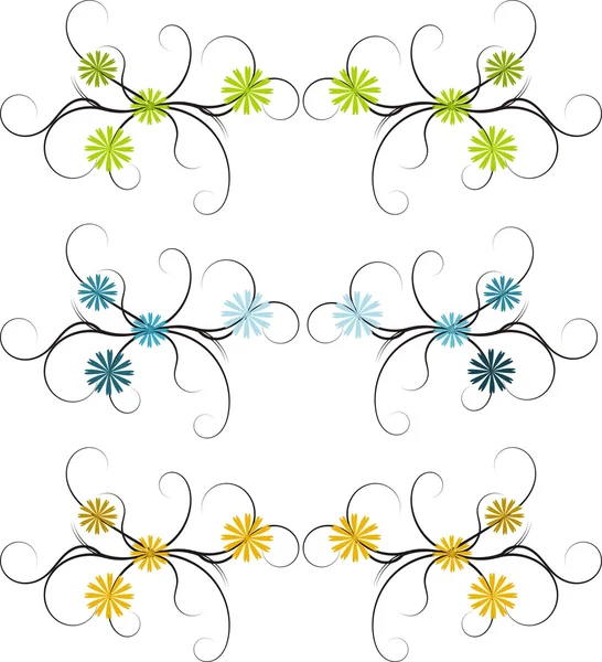 Three different floral abstract floral borders
