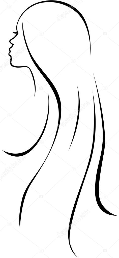 Line Art Xl 2000 : 白い背景の上の美しい女性の頭に 黒い線の描画 — ストックベクター hanaschwarz