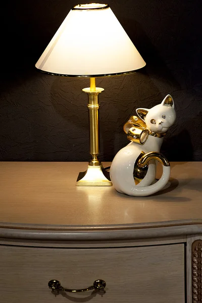 The lamp on the bedside table