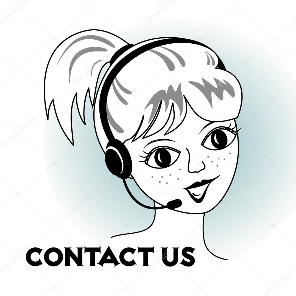 Contact Us Cartoon >> Fale conosco - menina dos desenhos animados com fone de Contact Us Cartoon >> Fale conosco - menina dos desenhos animados com fone de