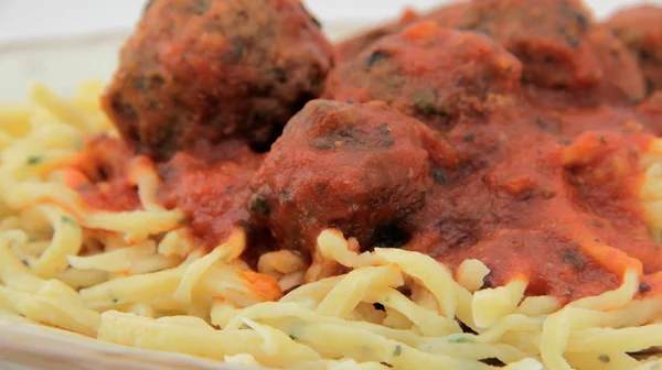 Closeup Homemade spaghetti and Meatballs