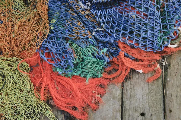 Fishing nets on the old wooden pier
