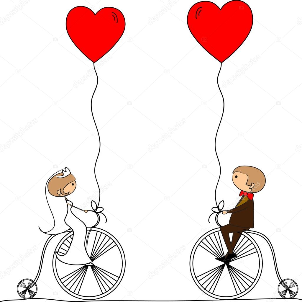 Cartoon wedding picture - Stock Illustration