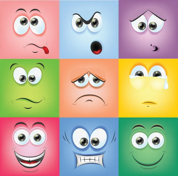 Cartoon faces with emotions - Stock Image - Everypixel