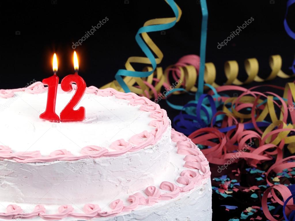 Birthday Cake With Red Candles Showing Nr 12 Stock Photo Efesama 