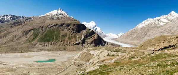 Glacier and mountain lake panorama (Zanskar, India)