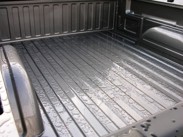 Rain drops on the cargo bed.