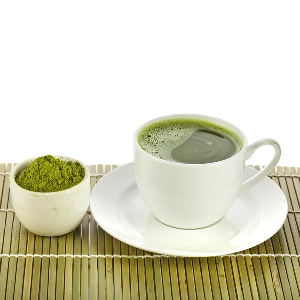 Powdered green tea on bamboo napkin