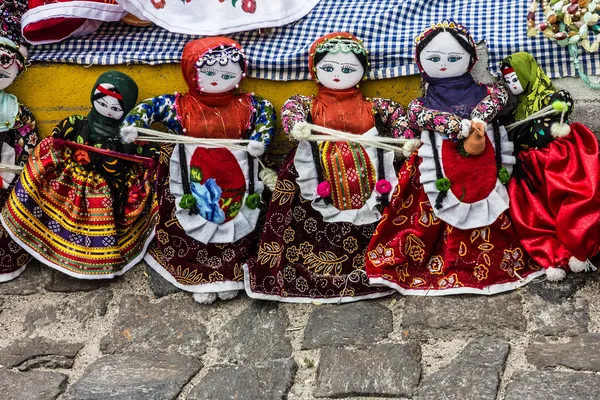 Traditional handmade dolls in Turkish folk costumes in Turkey.