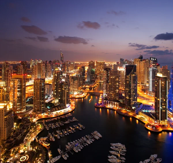 A view of Dubai Marina, at Dusk, also showing JBH