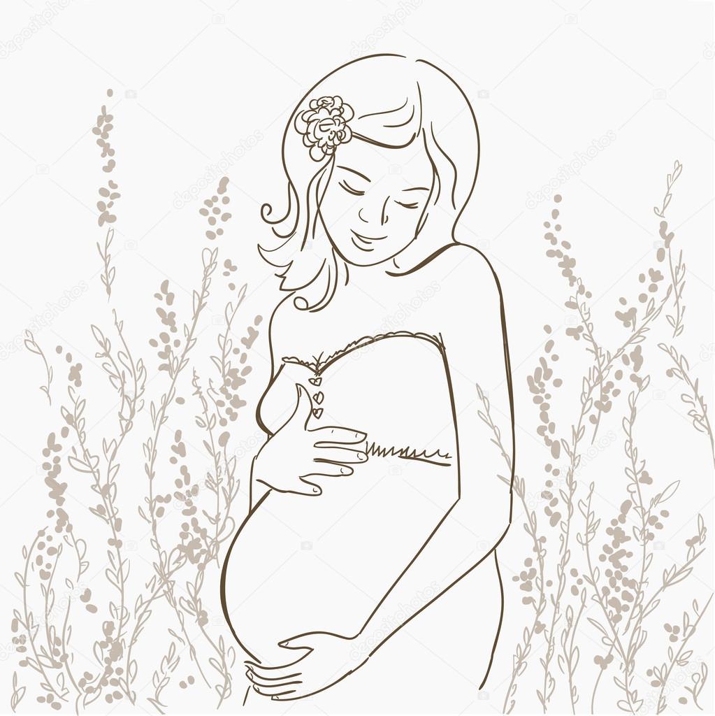 Как нарисовать беременную девушку с ребёнком 49
