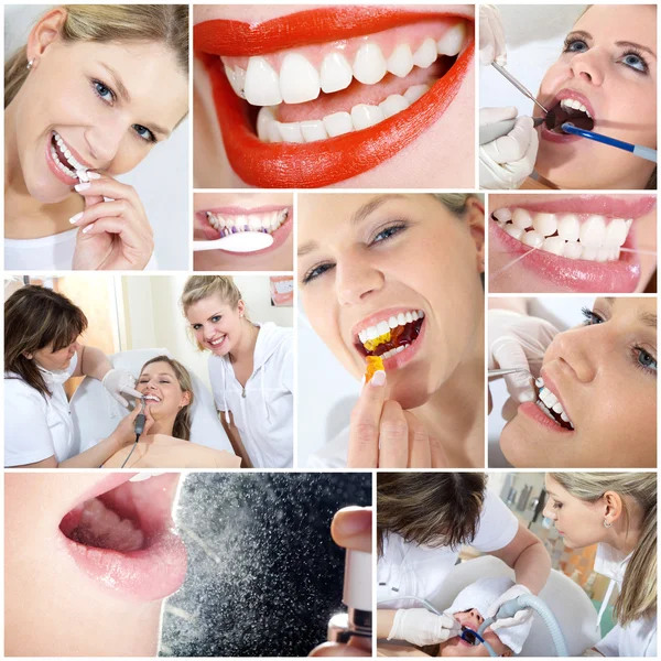 Collage of girl at the dentist