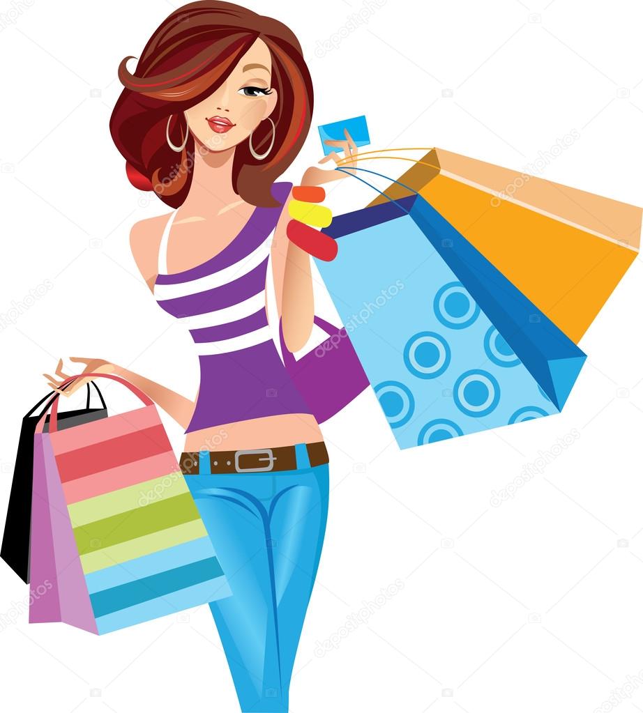 shopping girl clipart - photo #44