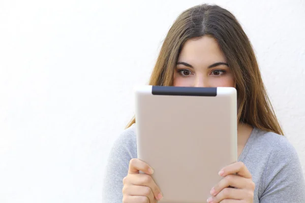 Internet addiction woman reading a tablet reader