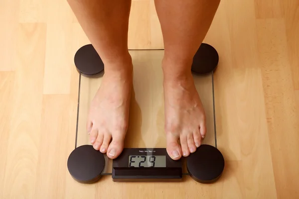 Girl standing on the scales