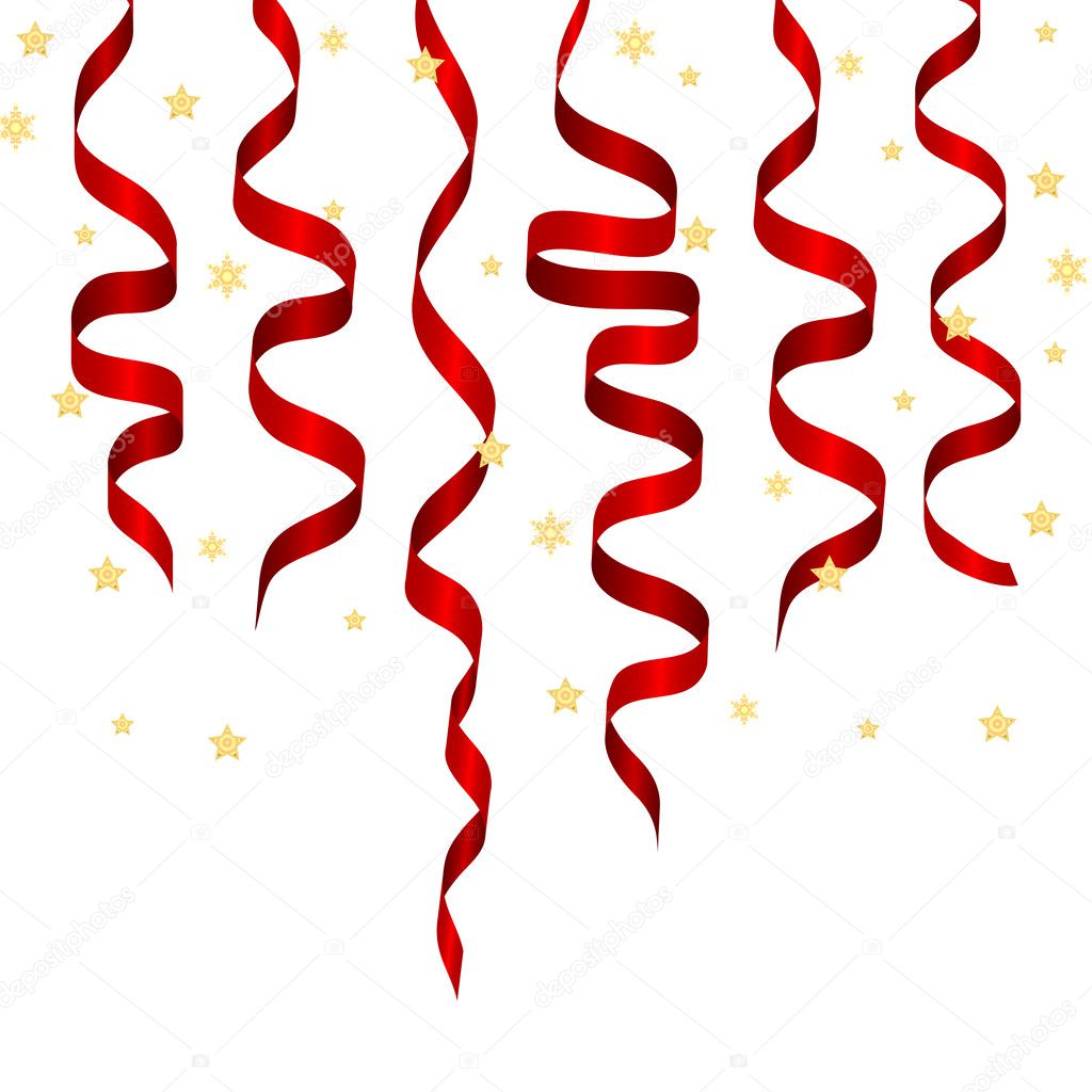 christmas decorations red streamers and gold snowflakes on christmas decorations red streamers and gold snowflakes on