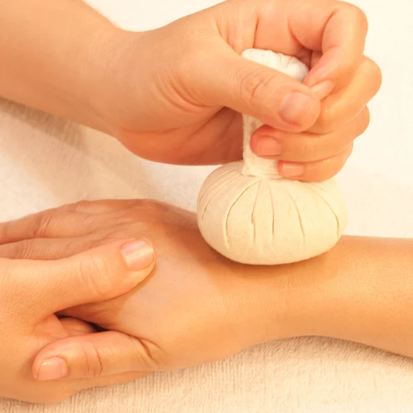 Reflexology Hand massage by ball herbal, spa hand treatment,Thai