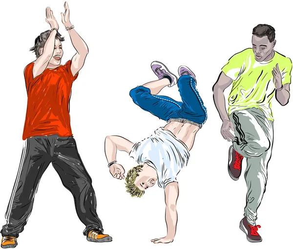 Street dancers on a white background