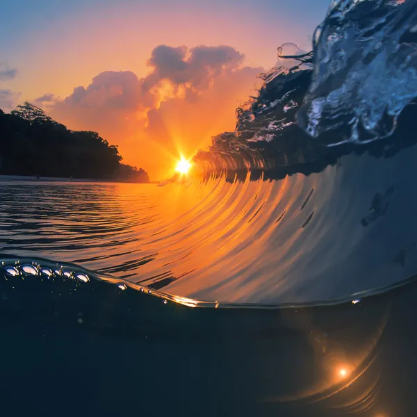 Perfect ocean breaking closing surfing wave