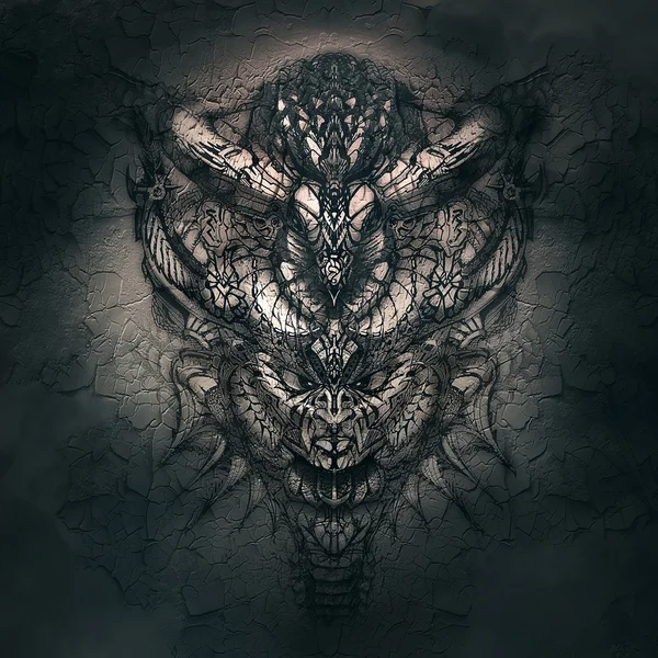 神秘巫师与部落头骨的幻想肖像 - 图库照片vita