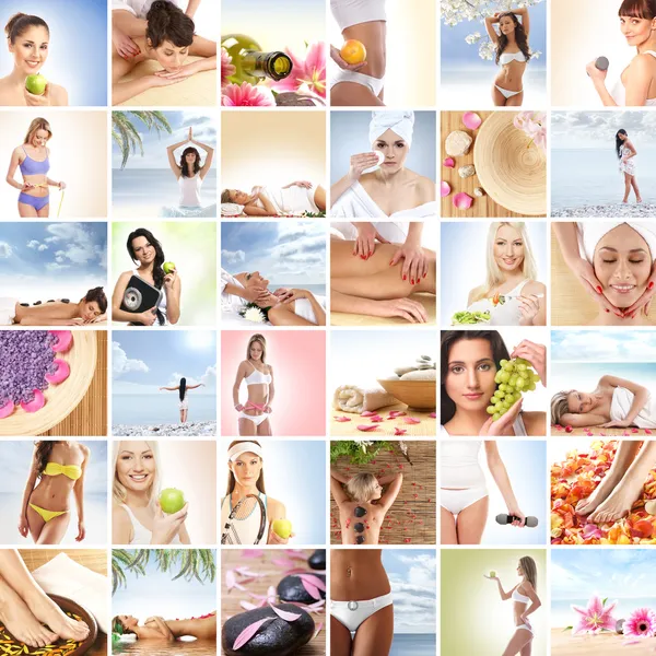 Beautiful spa and health collage made of many elements