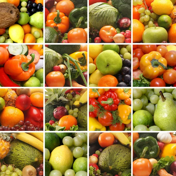 Collage made of many images of different fruits and vegetables