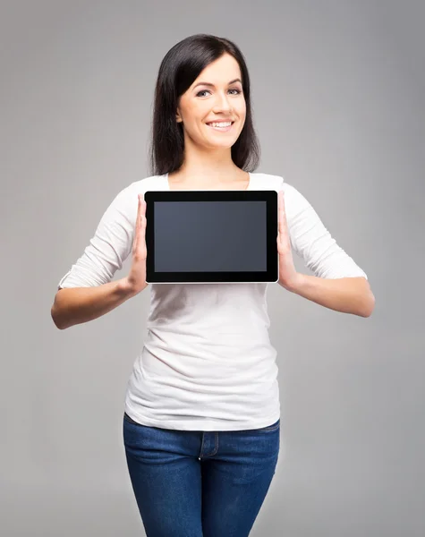 Girl holding an ipad tablet pc