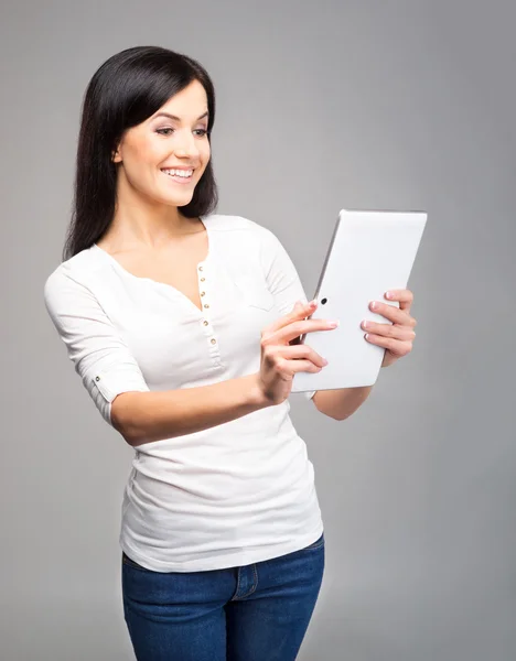 Girl holding an ipad tablet pc