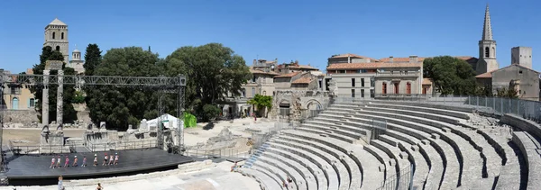 The Roman amphitheater at Arles and sand in France