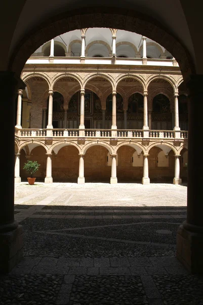 Sight of the internal courtyard The Normans\'l Palace in Palermo, Sicily.