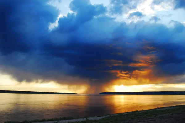 Colorful sunset over the river