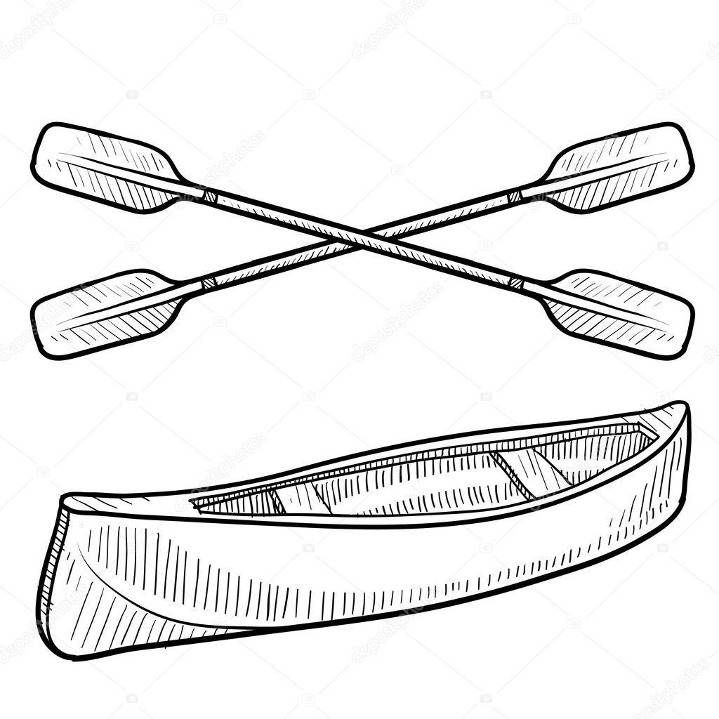 Canoe and paddle sketch — Stock Vector © lhfgraphics #13891946