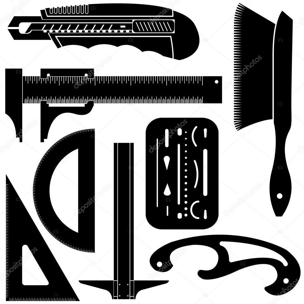 Drafting and engineering tools silhouettes — Stock Vector © lhfgraphics