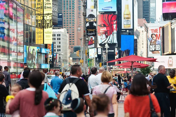 NEW YORK CITY - JUNE 28: Times Square is a busy tourist intersec