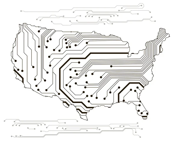 Usa map circuit board vector background