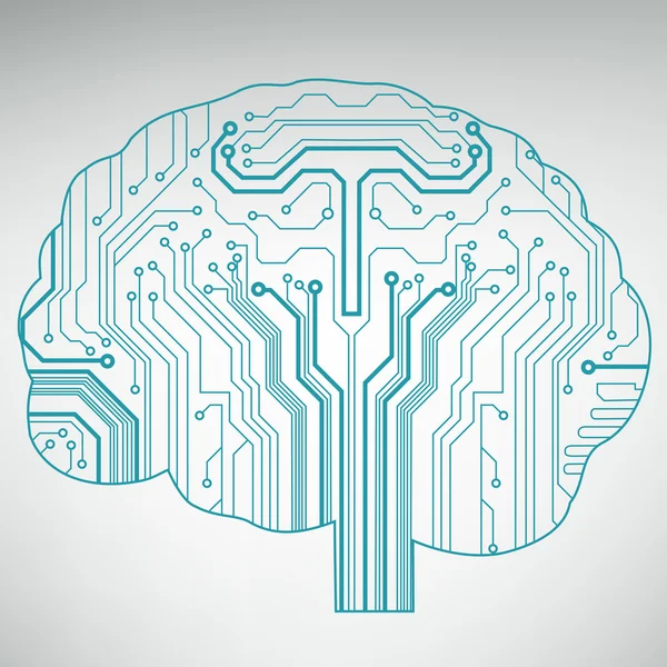 Circuit board computer style brain vector technology background