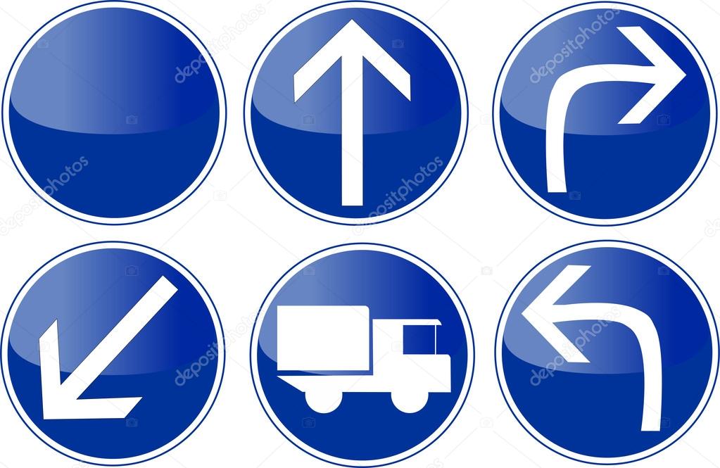 Jeu de panneau de signalisation, cercle bleu — Image vectorielle 27526493