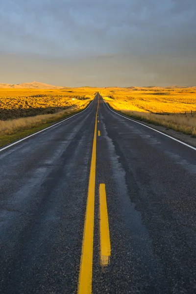 Long Highway in the desert to the mountains