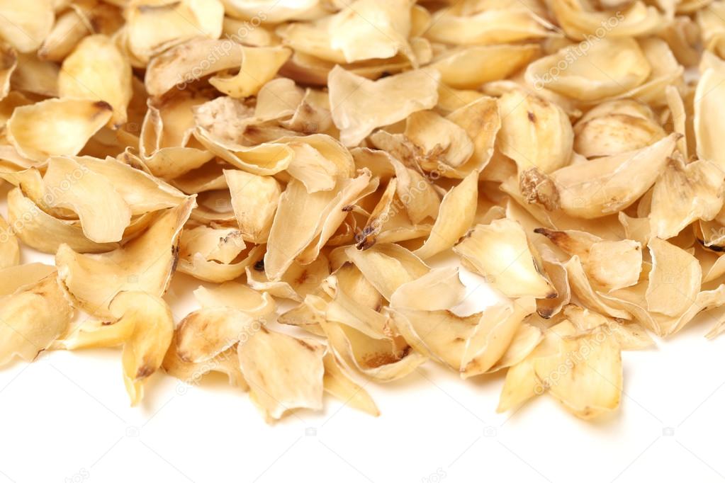 Dried lily bulbs, traditional chinese herbal medicine on white