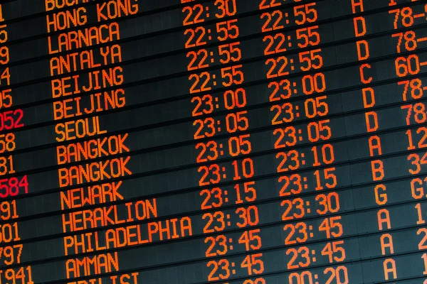 Informations about international flights on timetable