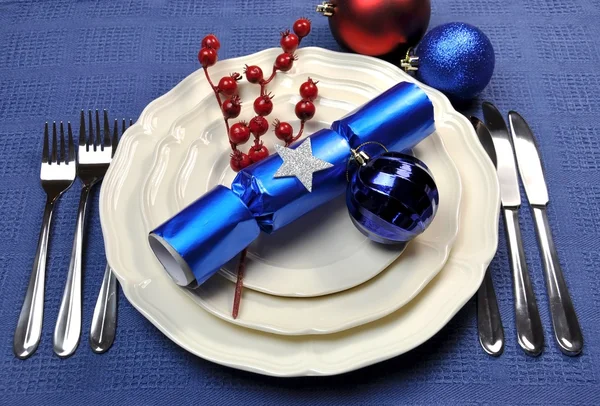 Blue Christmas Table Setting