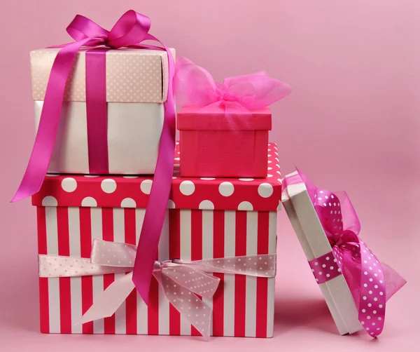 Stack of Pretty Pink Feminine Present Gifts