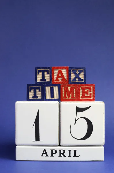 April 15 calendar date with Tax Time message for USA Tax Day