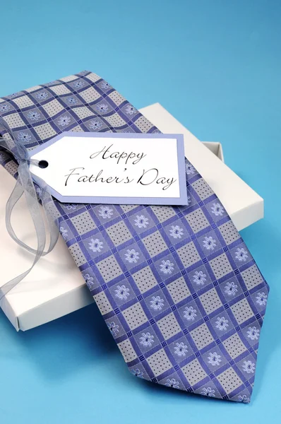 Happy Father\'s Day gift of a check pattern blue tie