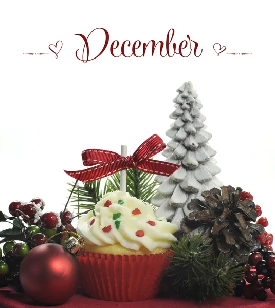 Beautiful cupcake with seasonal flowers and decorations for each month of the year sample text