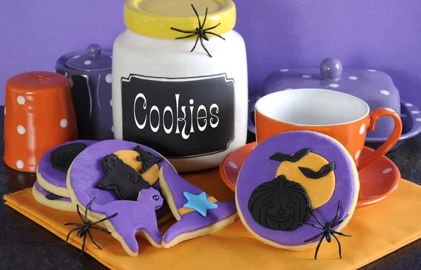 Happy Halloween purple and orange cookies