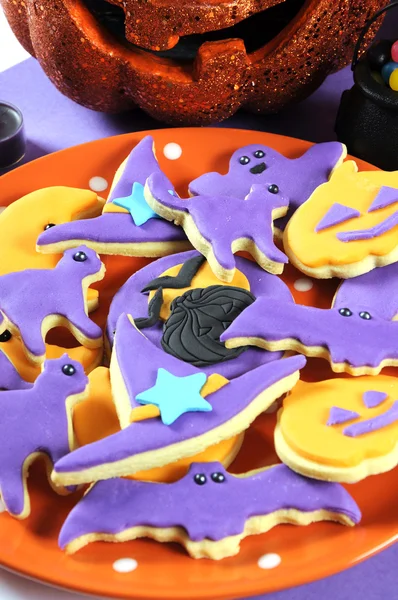 Happy Halloween cookies table setting