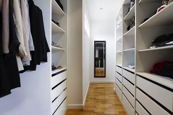 Contemporary walk in wardrobe