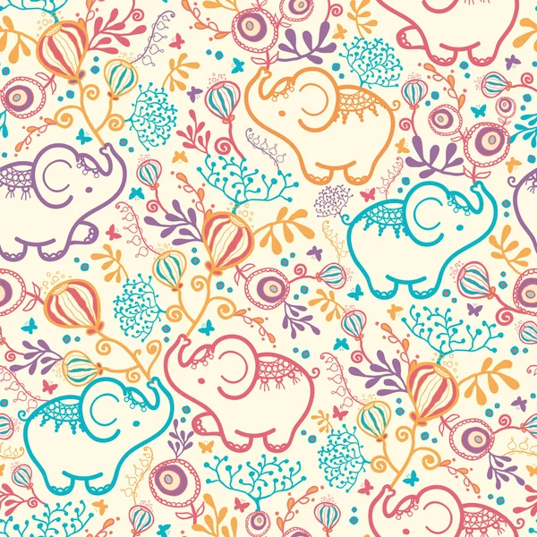 Elephants With Flowers Seamless Pattern Background