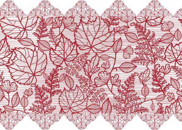 Red lace flowers horizontal seamless pattern border